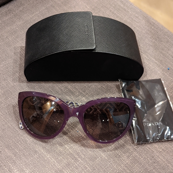 Prada Violet Hexagonal Print Blonde Cat Eye 05p Pr05ps Sunglasses - Picture 1 of 11